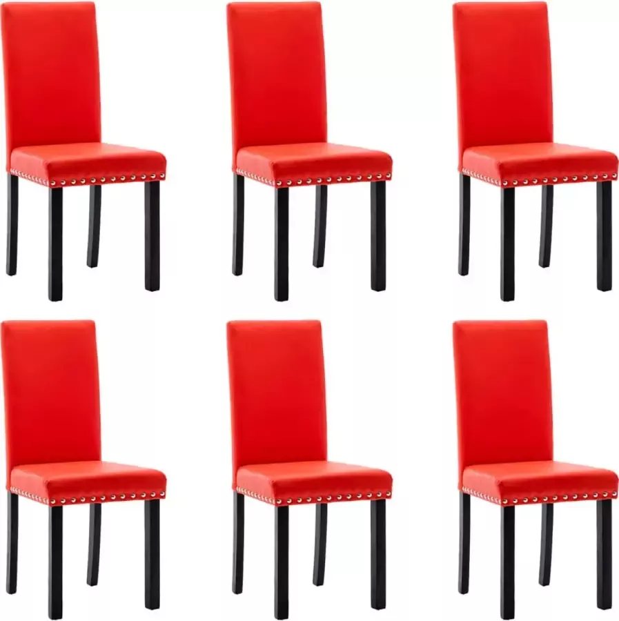 VidaLife Eetkamerstoelen 6 st kunstleer rood - Foto 2