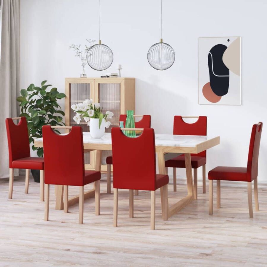 VidaLife Eetkamerstoelen 6 st kunstleer wijnrood