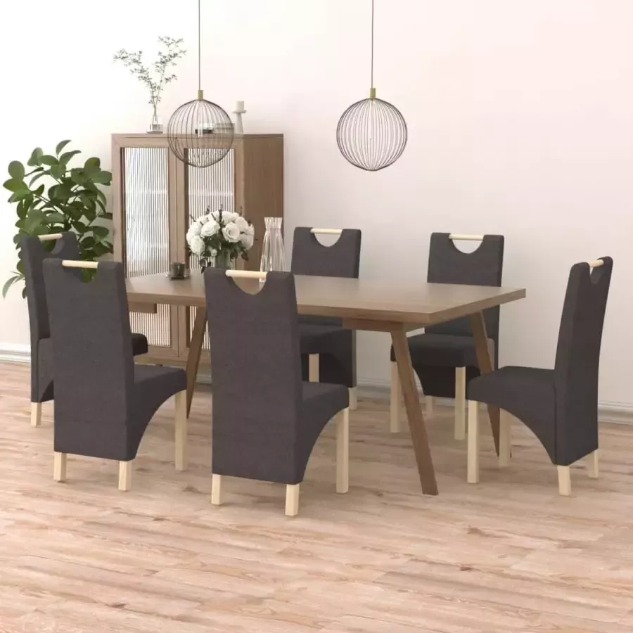 VidaLife Eetkamerstoelen 6 st stof donkergrijs