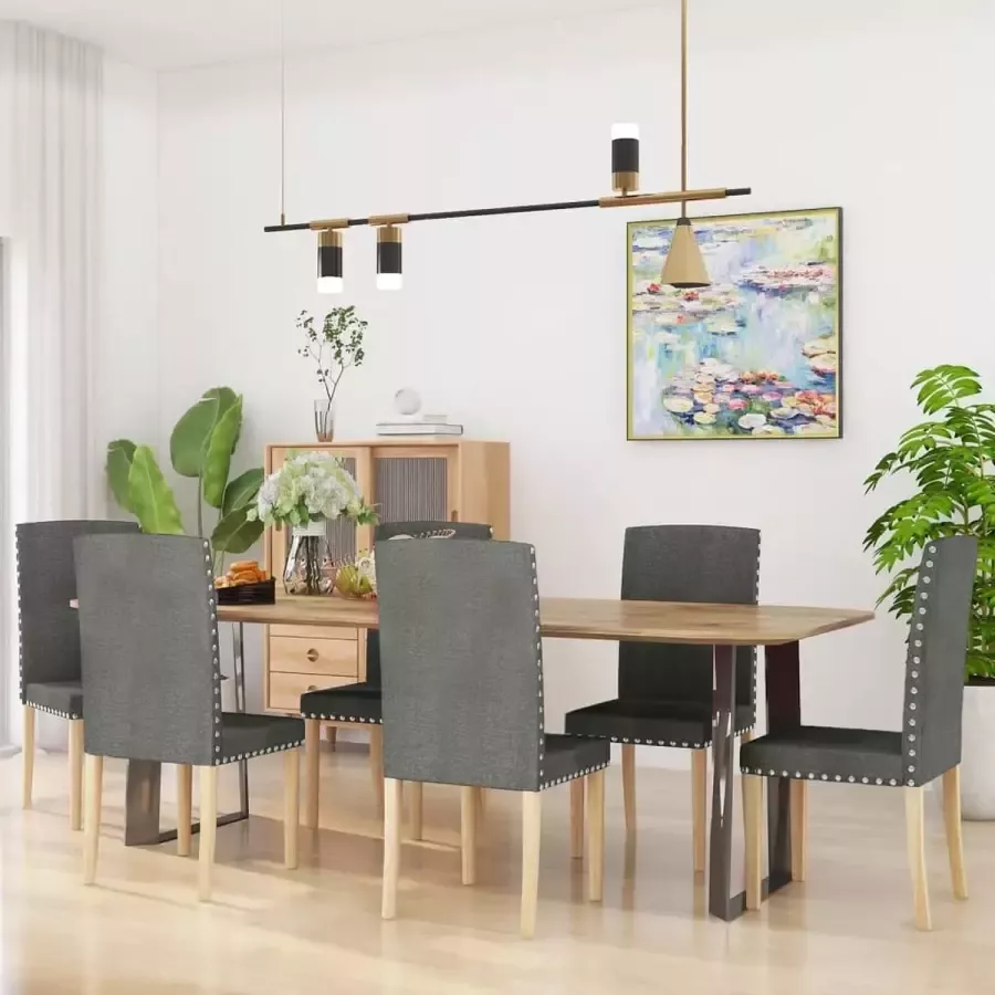 VidaLife Eetkamerstoelen 6 st stof donkergrijs - Foto 4
