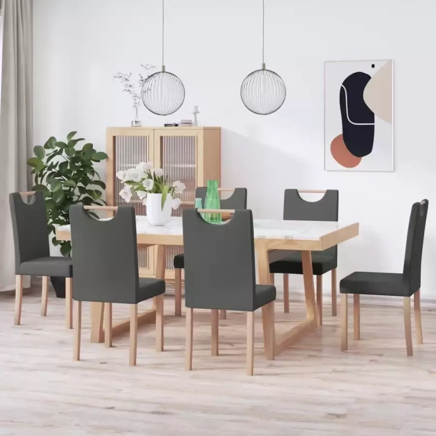 VidaLife Eetkamerstoelen 6 st stof donkergrijs - Foto 5