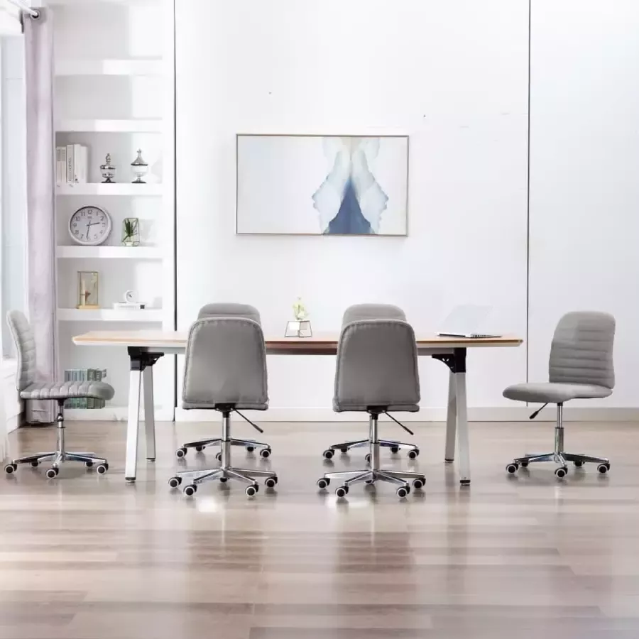VidaLife Eetkamerstoelen 6 st stof lichtgrijs
