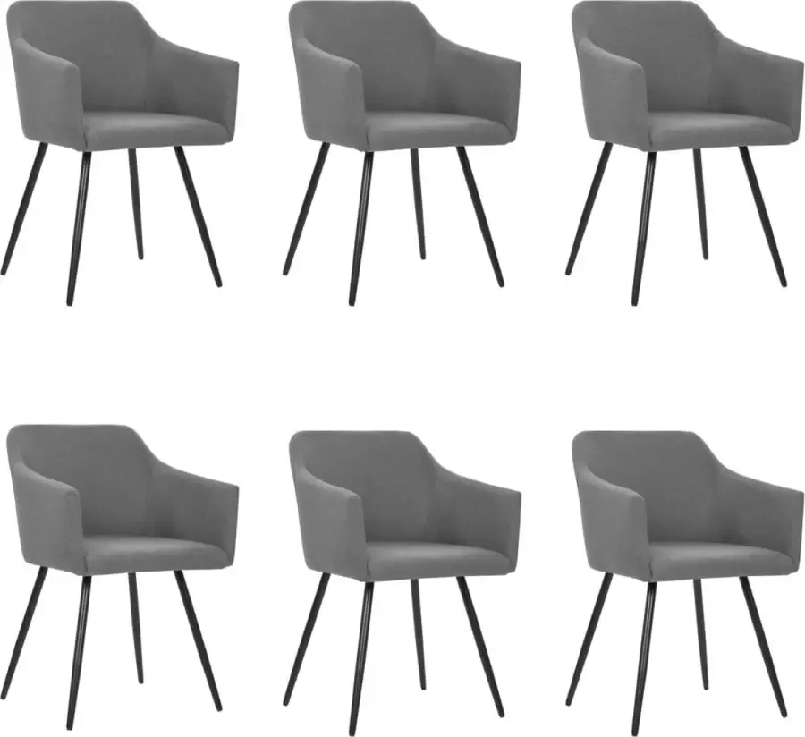 VidaLife Eetkamerstoelen 6 st stof lichtgrijs