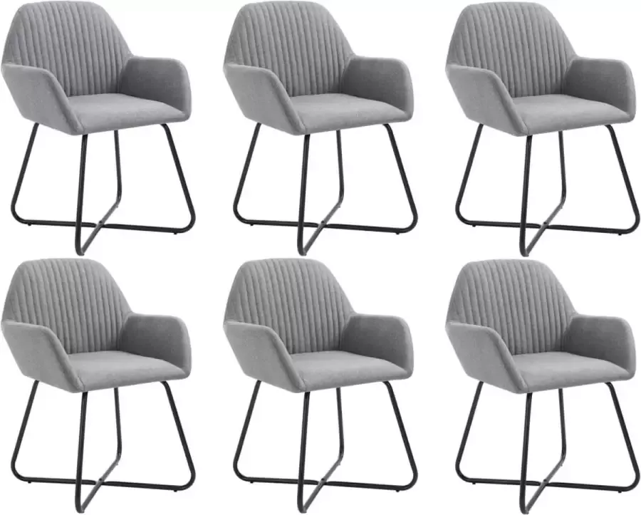 VidaLife Eetkamerstoelen 6 st stof lichtgrijs - Foto 6