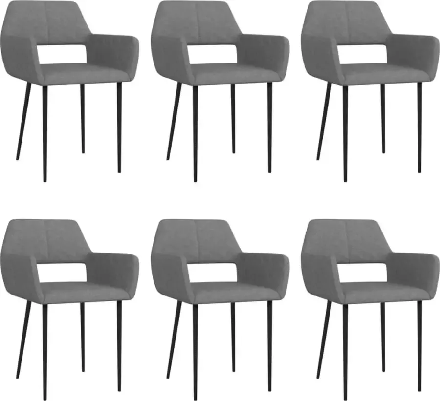 VidaLife Eetkamerstoelen 6 st stof lichtgrijs - Foto 4