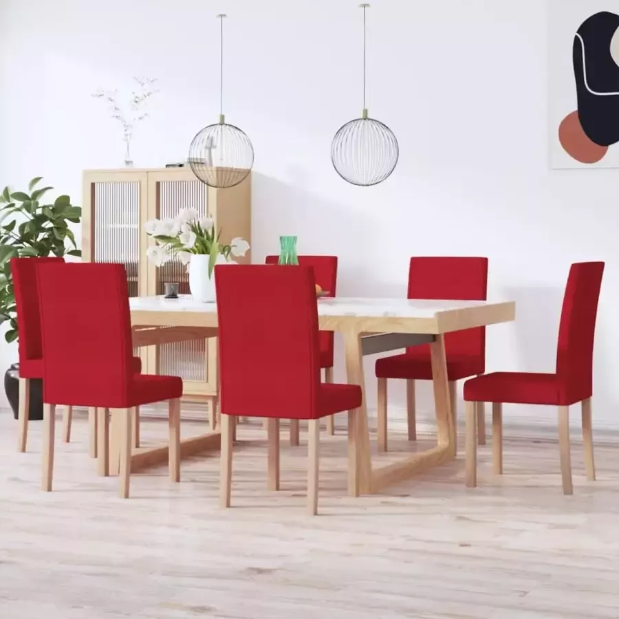 VidaLife Eetkamerstoelen 6 st stof wijnrood