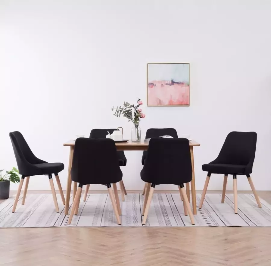 VidaLife Eetkamerstoelen 6 st stof zwart - Foto 3
