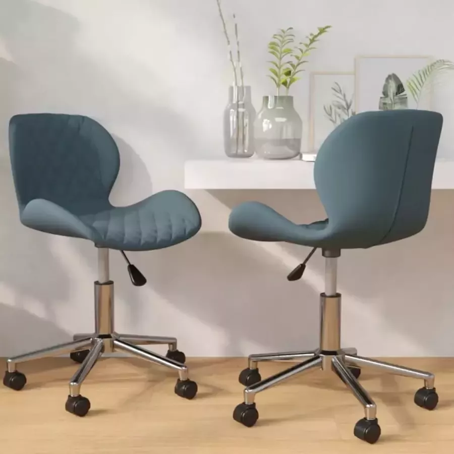 VidaLife Eetkamerstoelen draaibaar 2 st fluweel blauw