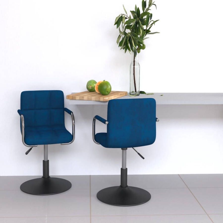 VidaLife Eetkamerstoelen draaibaar 2 st fluweel blauw