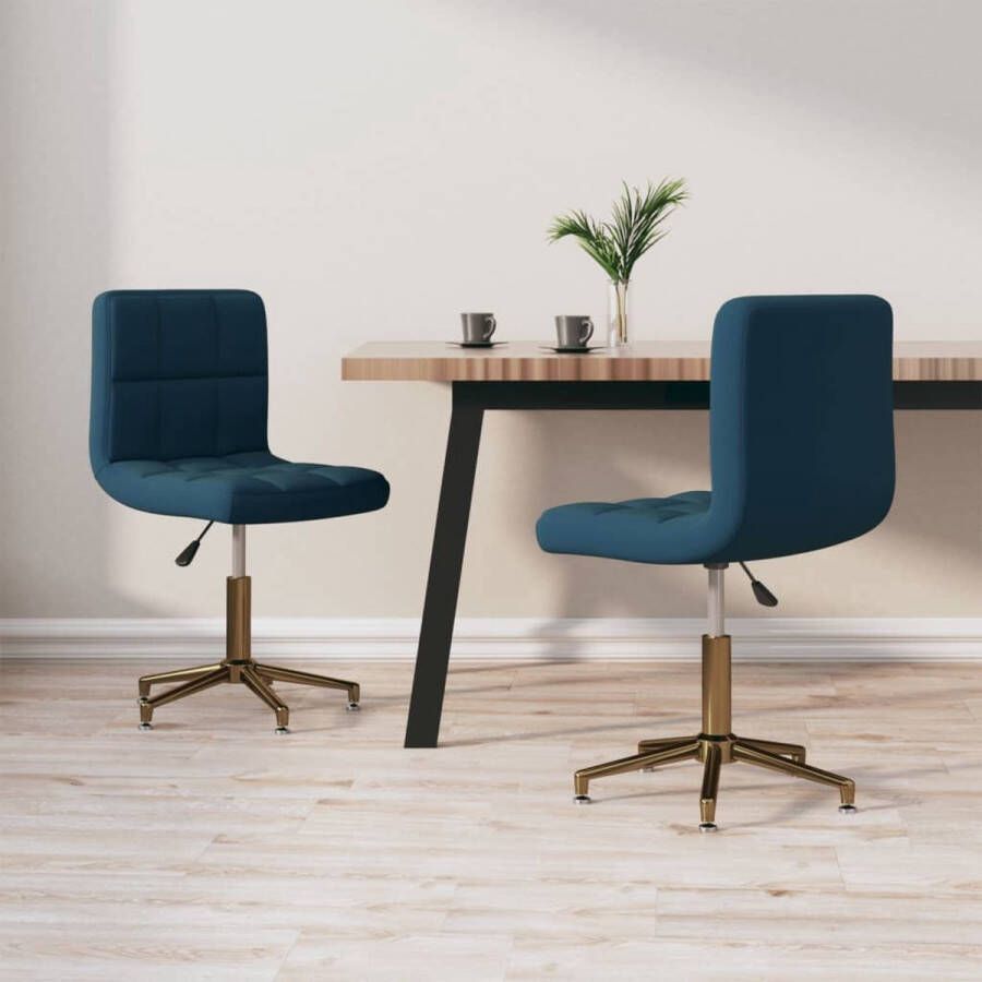 VidaLife Eetkamerstoelen draaibaar 2 st fluweel blauw