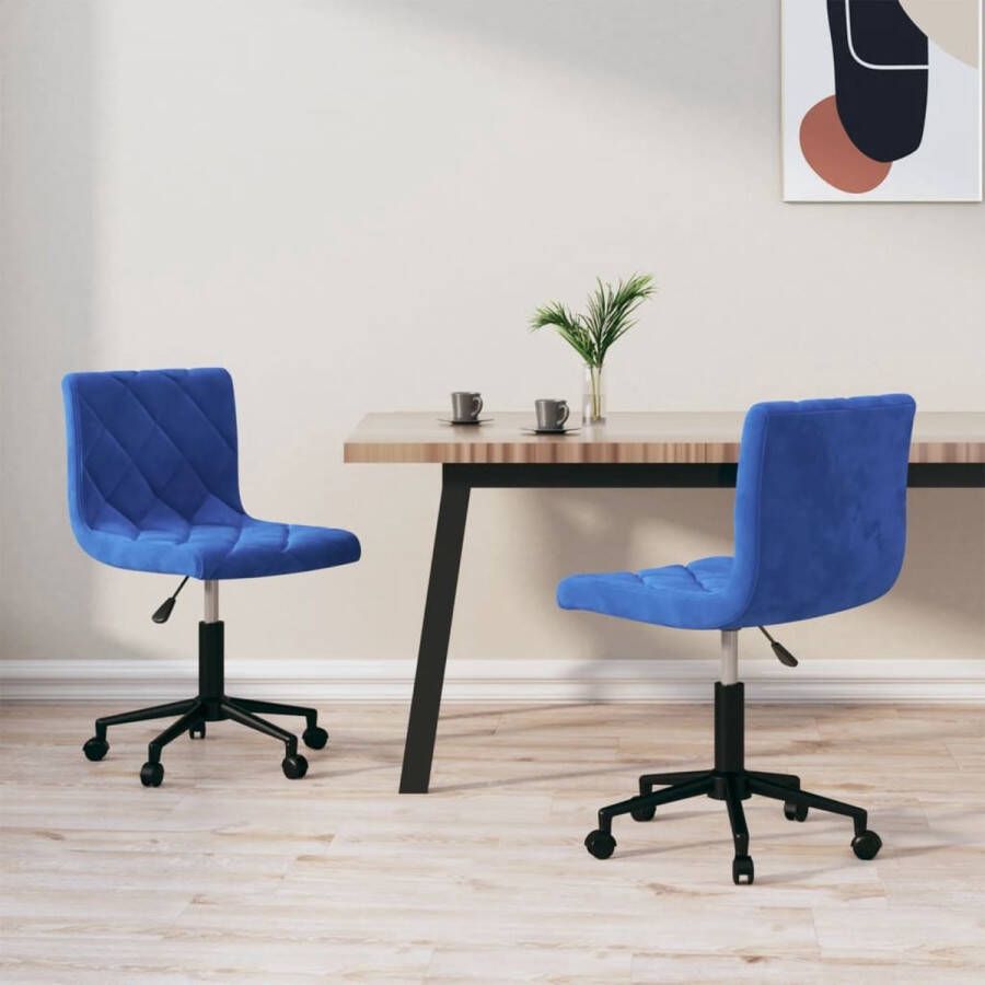 VidaLife Eetkamerstoelen draaibaar 2 st fluweel blauw