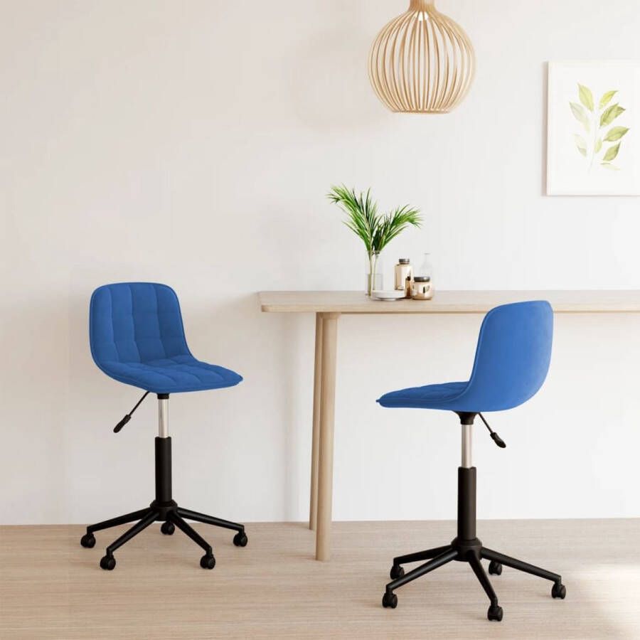 VidaLife Eetkamerstoelen draaibaar 2 st fluweel blauw