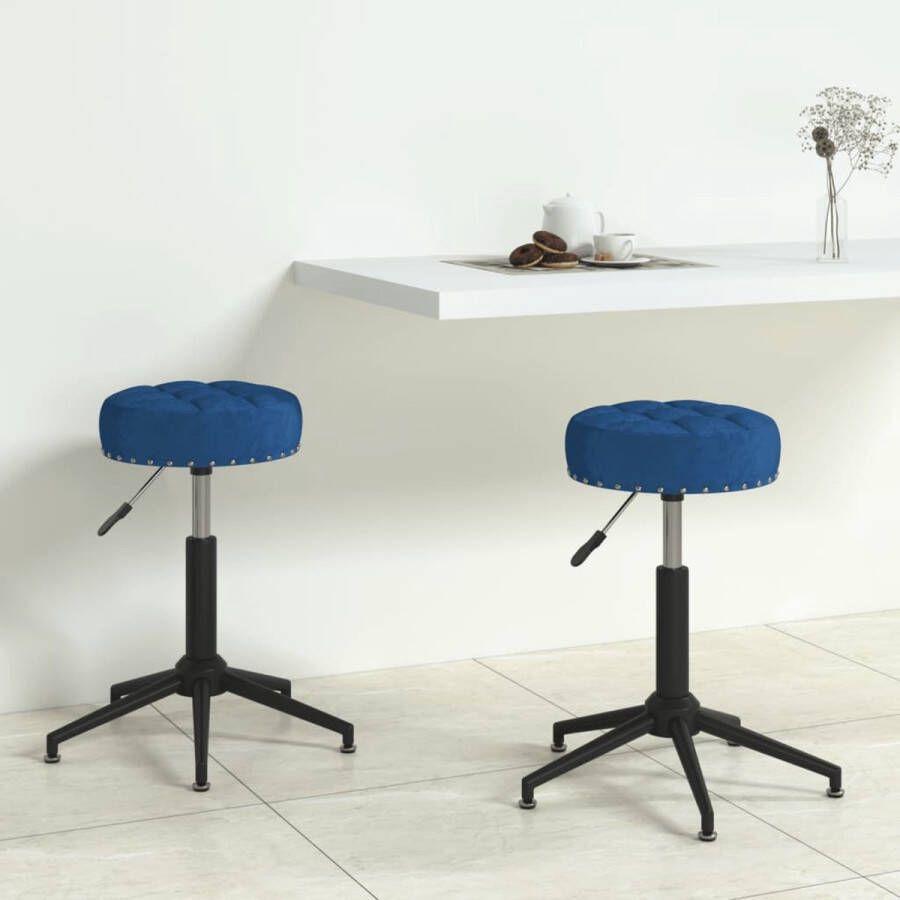 VidaLife Eetkamerstoelen draaibaar 2 st fluweel blauw