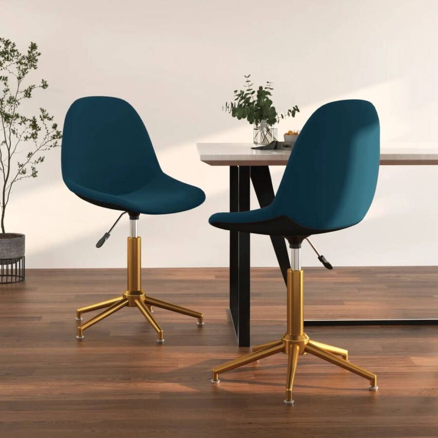 VidaLife Eetkamerstoelen draaibaar 2 st fluweel blauw