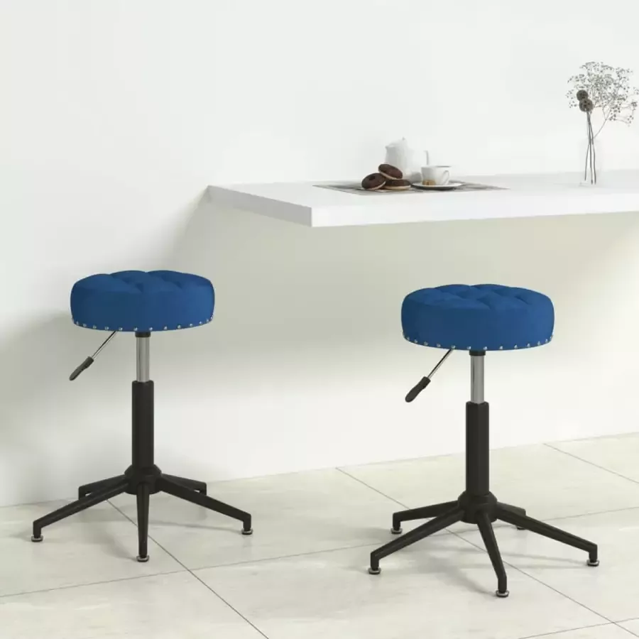 VidaLife Eetkamerstoelen draaibaar 2 st fluweel blauw - Foto 3