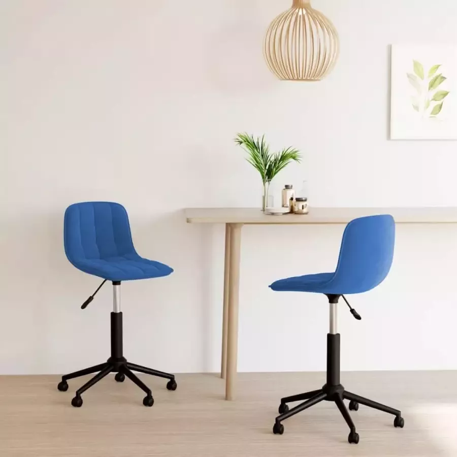 VidaLife Eetkamerstoelen draaibaar 2 st fluweel blauw - Foto 4