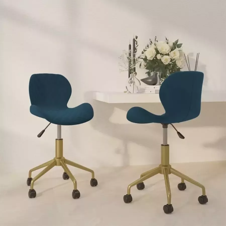 VidaLife Eetkamerstoelen draaibaar 2 st fluweel blauw - Foto 5