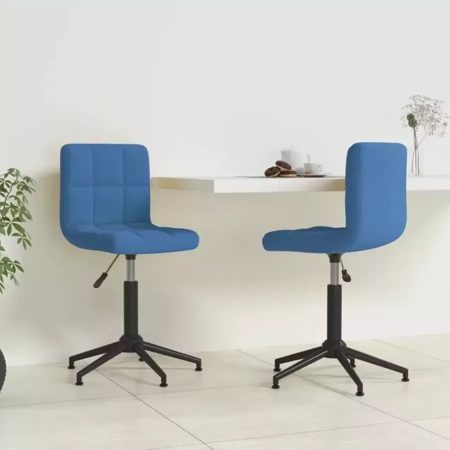 VidaLife Eetkamerstoelen draaibaar 2 st fluweel blauw - Foto 7