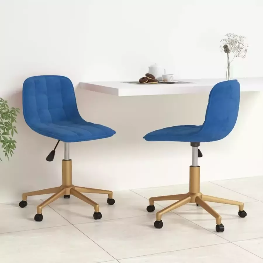 VidaLife Eetkamerstoelen draaibaar 2 st fluweel blauw - Foto 8