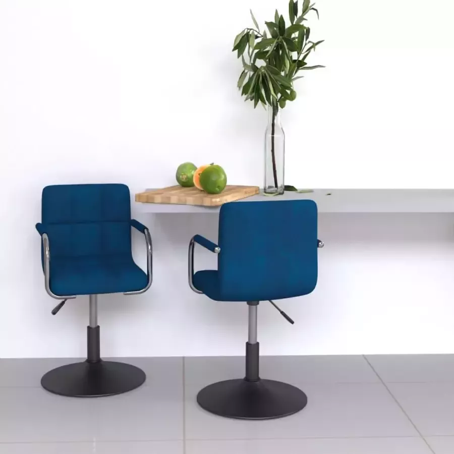VidaLife Eetkamerstoelen draaibaar 2 st fluweel blauw - Foto 9