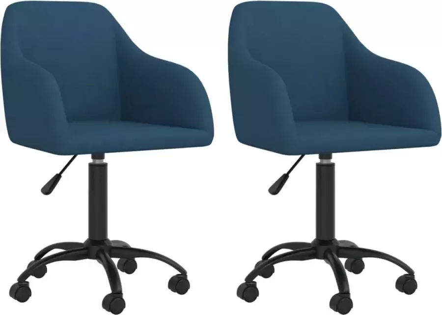 VidaLife Eetkamerstoelen draaibaar 2 st fluweel blauw - Foto 13