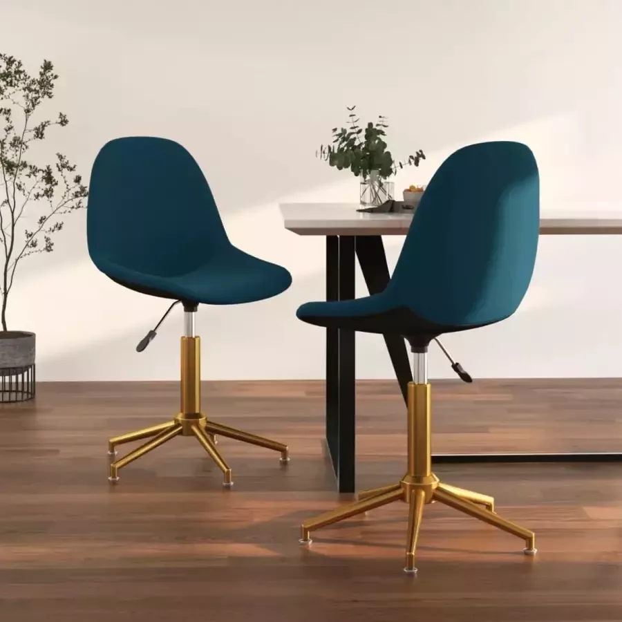 VidaLife Eetkamerstoelen draaibaar 2 st fluweel blauw - Foto 11