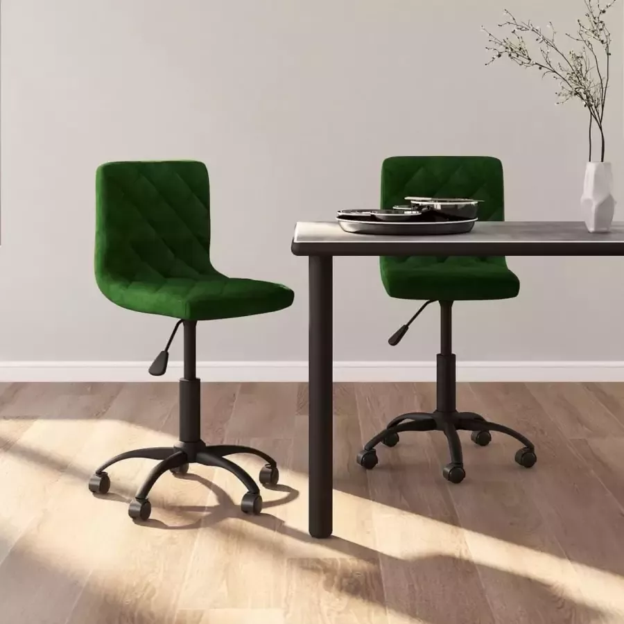 VidaLife Eetkamerstoelen draaibaar 2 st fluweel donkergroen - Foto 11