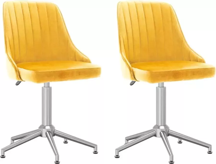 VidaLife Eetkamerstoelen draaibaar 2 st fluweel geel - Foto 6