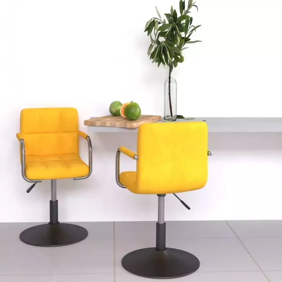 VidaLife Eetkamerstoelen draaibaar 2 st fluweel mosterdgeel