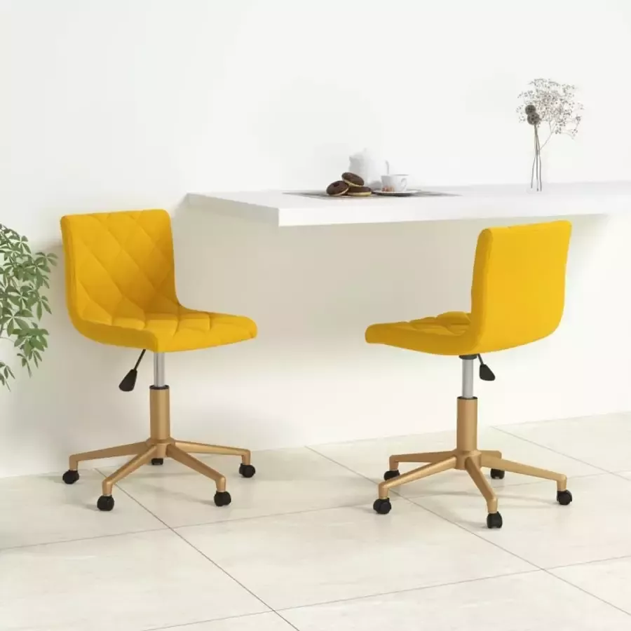 VidaLife Eetkamerstoelen draaibaar 2 st fluweel mosterdgeel - Foto 2
