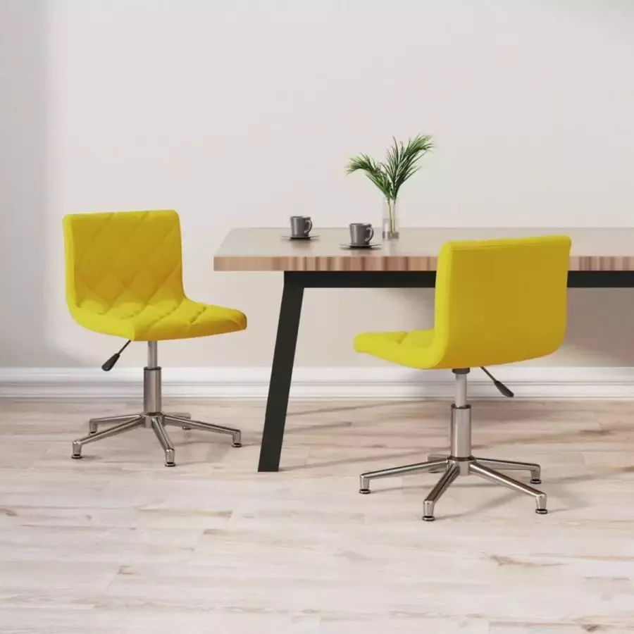 VidaLife Eetkamerstoelen draaibaar 2 st fluweel mosterdgeel - Foto 4