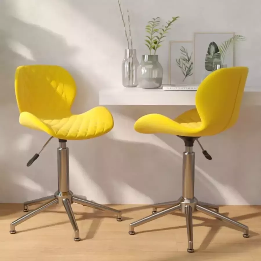 VidaLife Eetkamerstoelen draaibaar 2 st fluweel mosterdgeel - Foto 6