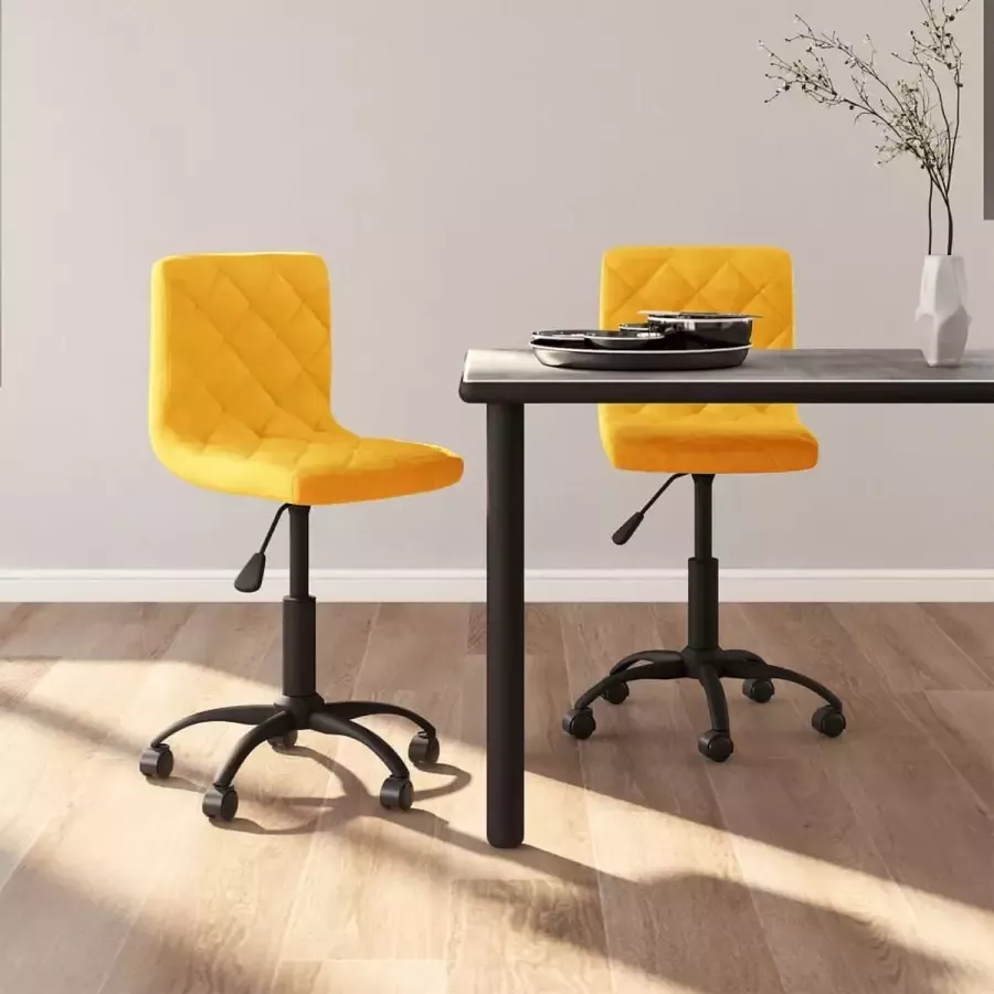 VidaLife Eetkamerstoelen draaibaar 2 st fluweel mosterdgeel - Foto 10