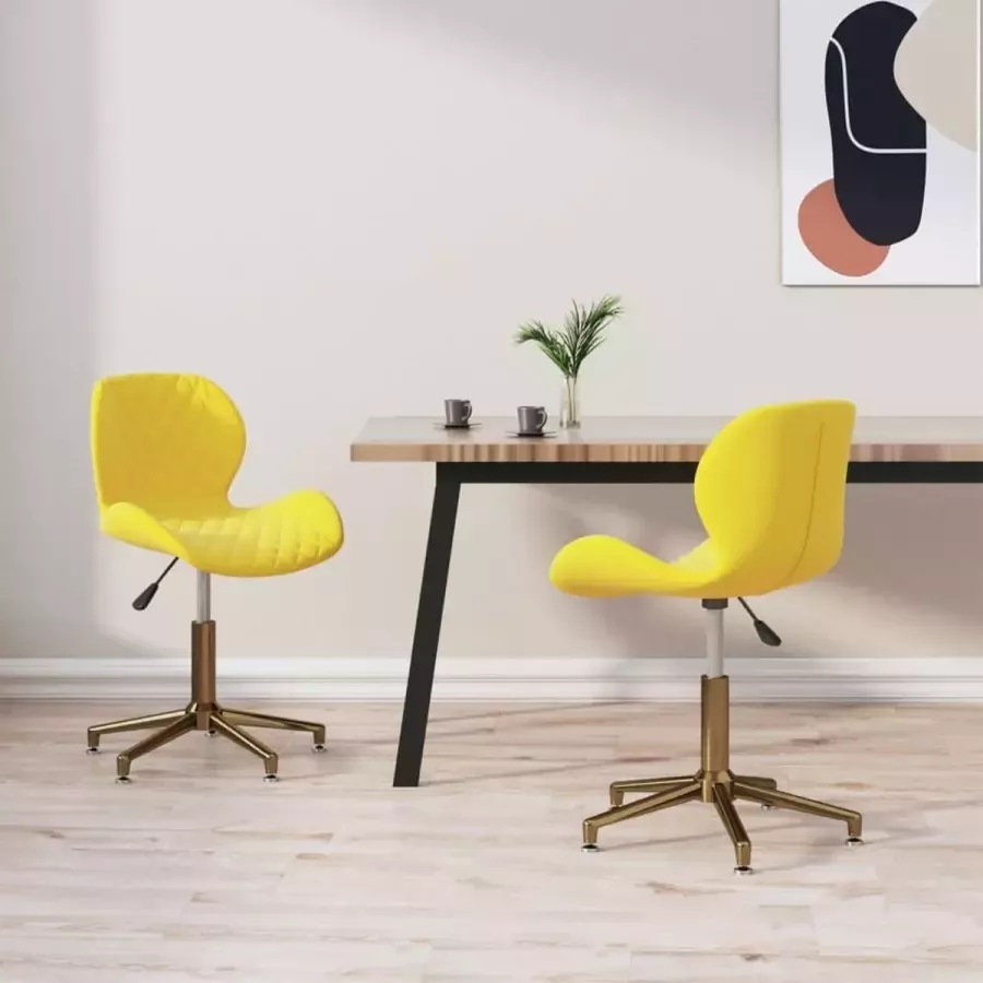 VidaLife Eetkamerstoelen draaibaar 2 st fluweel mosterdgeel - Foto 13
