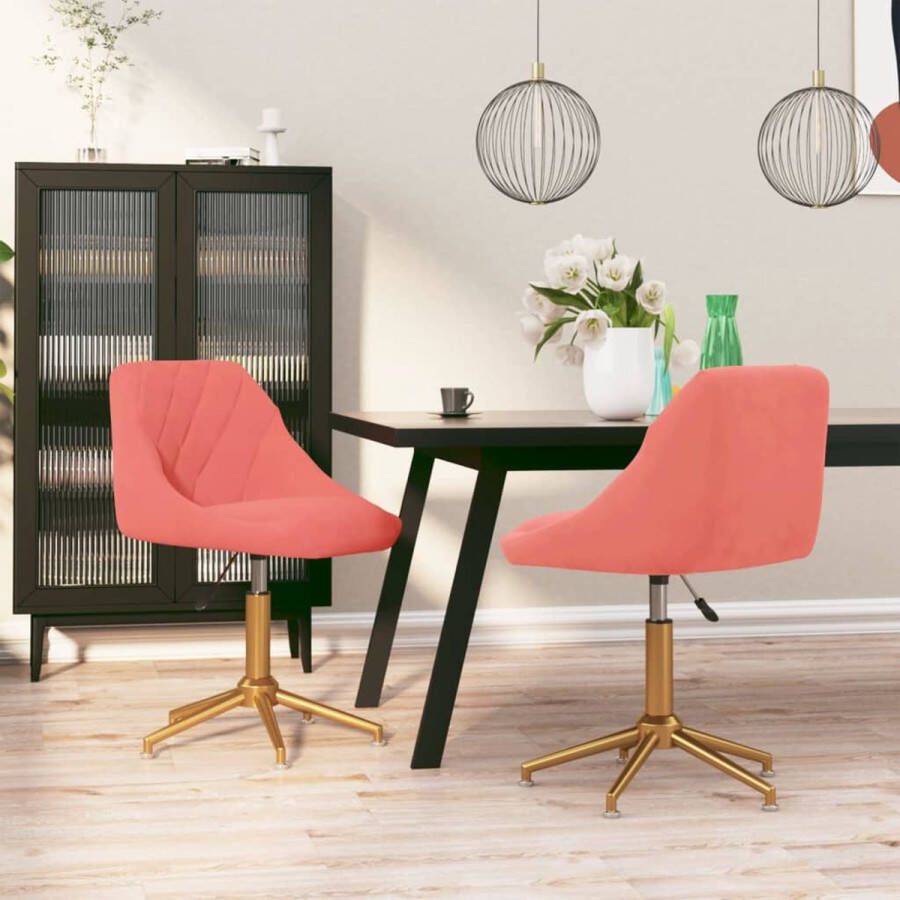 VidaLife Eetkamerstoelen draaibaar 2 st fluweel roze