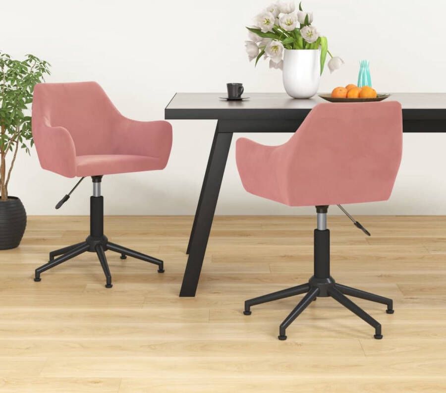 VidaLife Eetkamerstoelen draaibaar 2 st fluweel roze