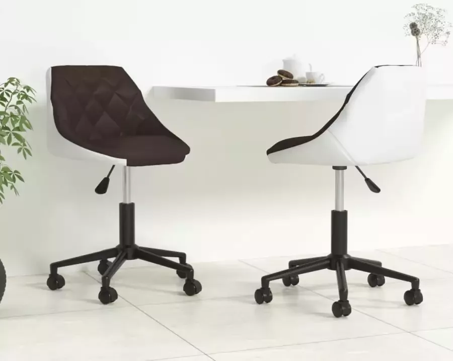 VidaLife Eetkamerstoelen draaibaar 2 st kunstleer bruin en wit