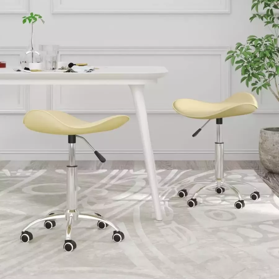VidaLife Eetkamerstoelen draaibaar 2 st kunstleer crèmekleurig - Foto 3