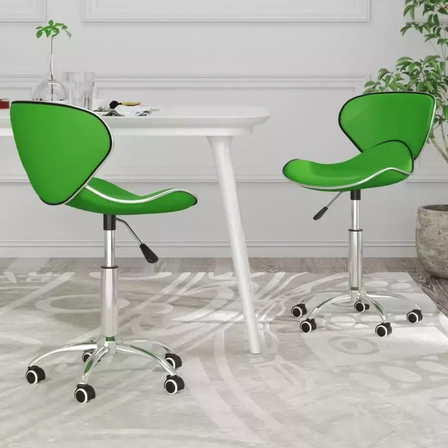 VidaLife Eetkamerstoelen draaibaar 2 st kunstleer groen - Foto 3