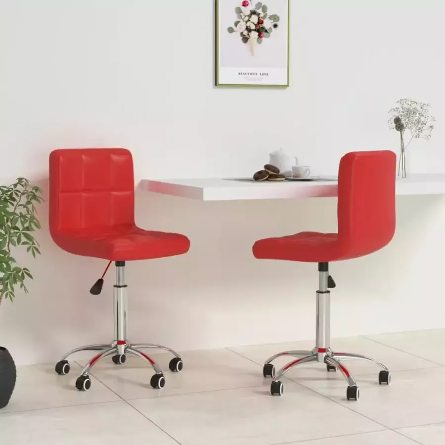 VidaLife Eetkamerstoelen draaibaar 2 st kunstleer wijnrood - Foto 3