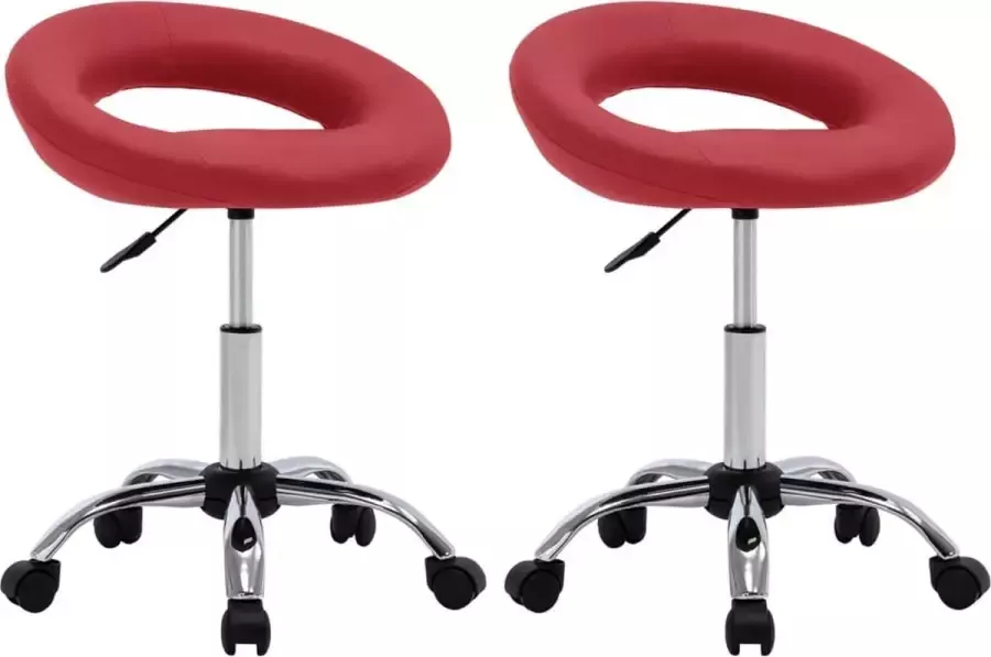 VidaLife Eetkamerstoelen draaibaar 2 st kunstleer wijnrood - Foto 8