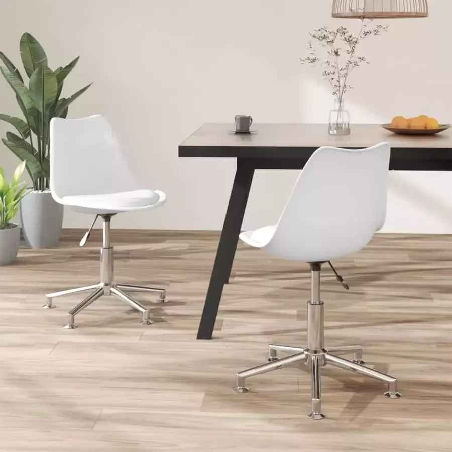 VidaLife Eetkamerstoelen draaibaar 2 st kunstleer wit - Foto 2