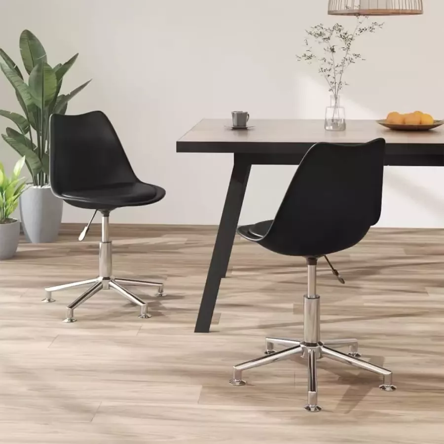 VidaLife Eetkamerstoelen draaibaar 2 st kunstleer zwart