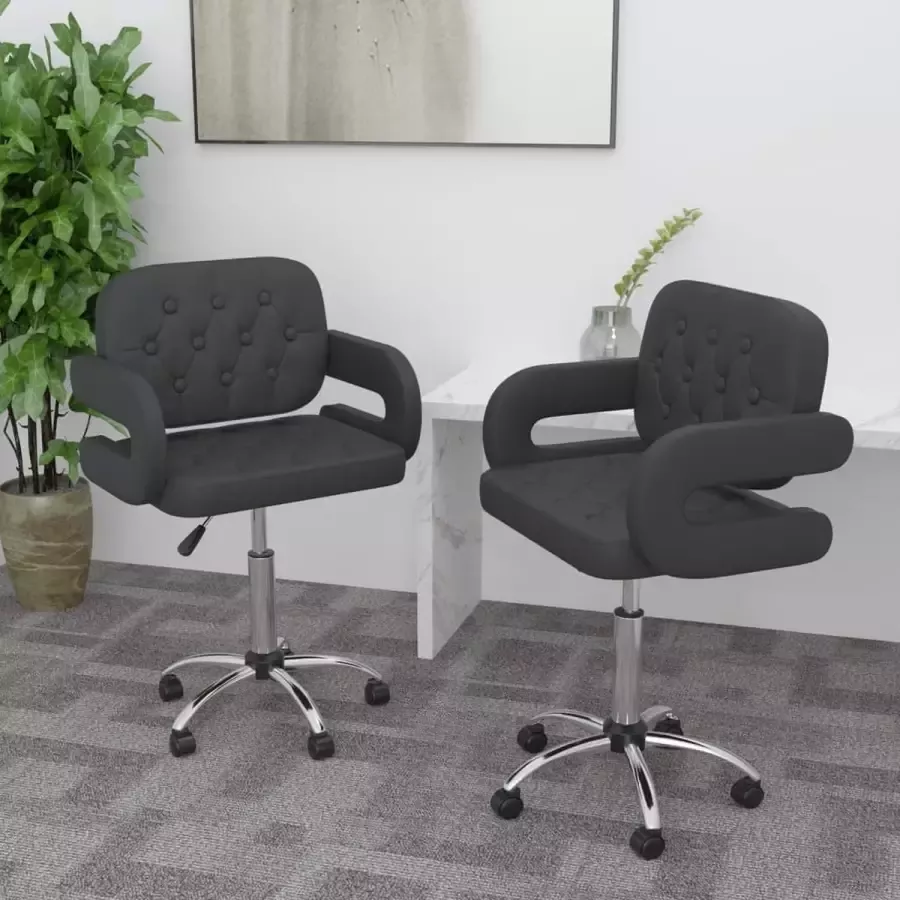 VidaLife Eetkamerstoelen draaibaar 2 st kunstleer zwart - Foto 3