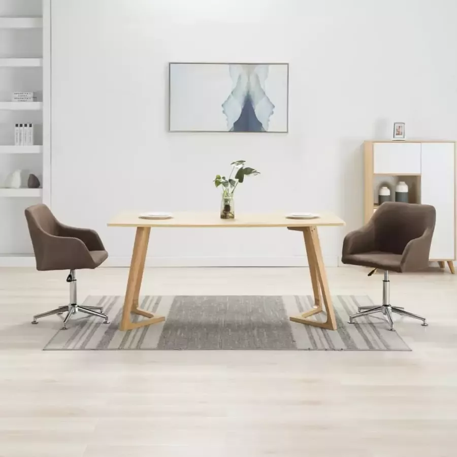 VidaLife Eetkamerstoelen draaibaar 2 st stof bruin - Foto 6