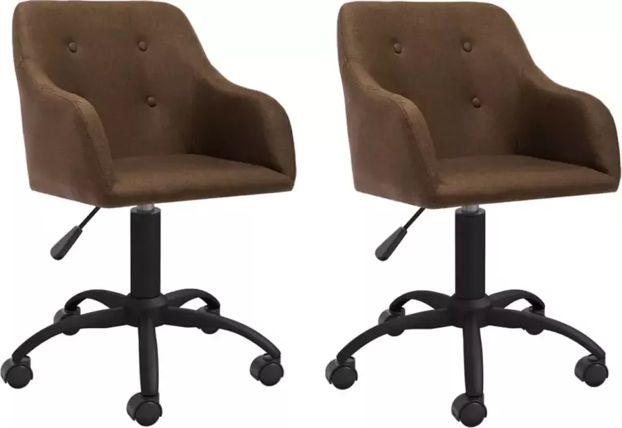 VidaLife Eetkamerstoelen draaibaar 2 st stof bruin - Foto 10