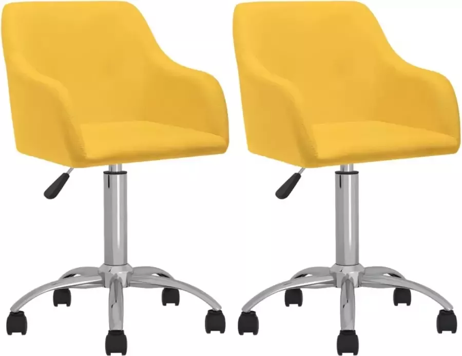 VidaLife Eetkamerstoelen draaibaar 2 st stof geel - Foto 8