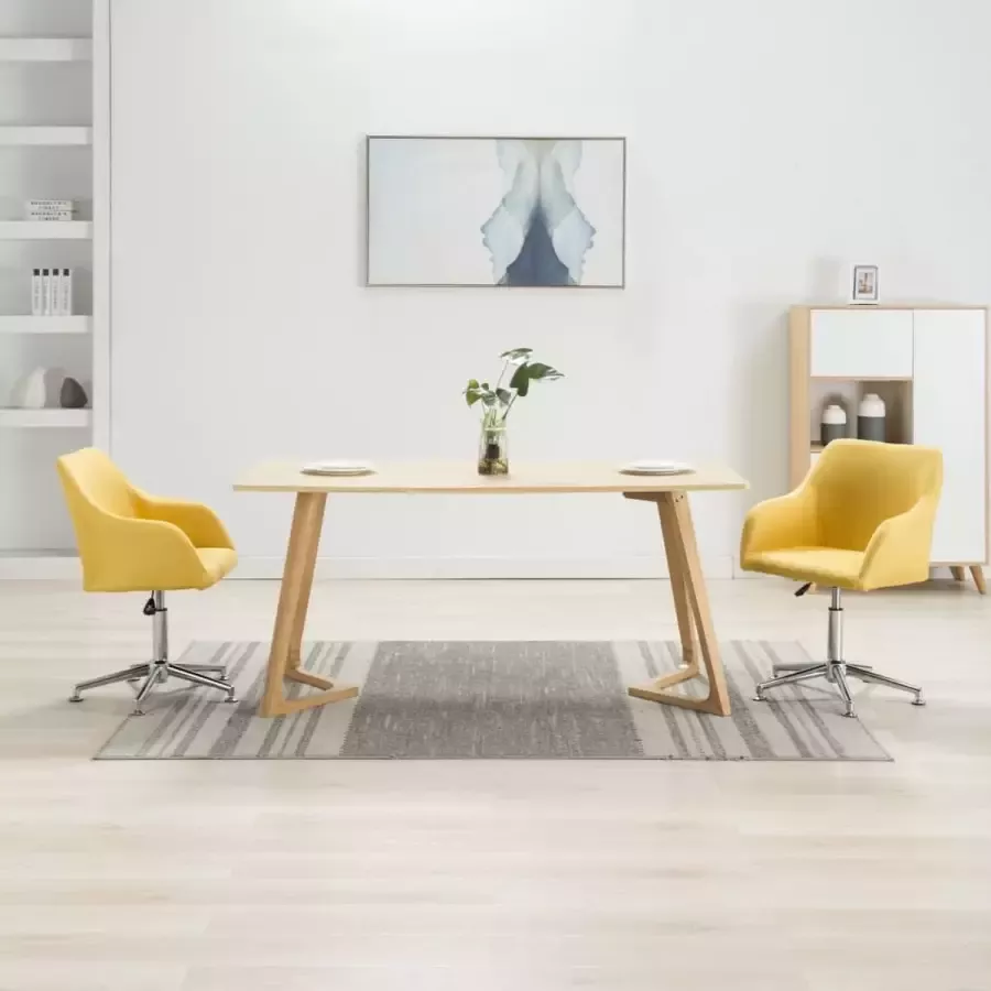 VidaLife Eetkamerstoelen draaibaar 2 st stof geel - Foto 3