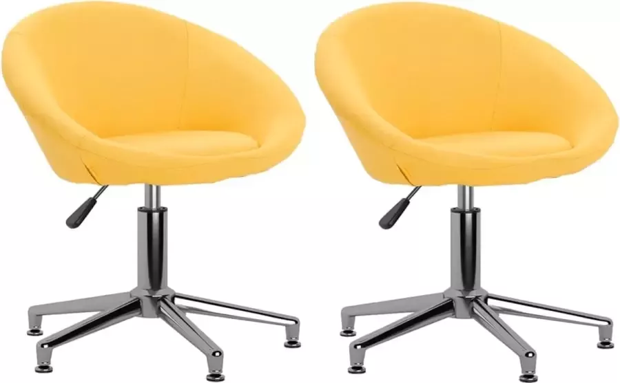 VidaLife Eetkamerstoelen draaibaar 2 st stof geel - Foto 14