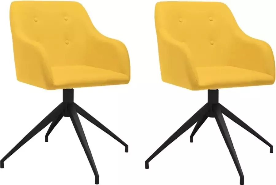 VidaLife Eetkamerstoelen draaibaar 2 st stof geel - Foto 13